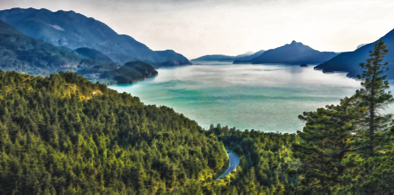 Surreal Mountain Lake Panorama