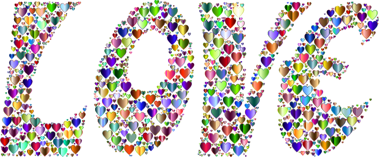 Prismatic Love Hearts Typography 4 Variation 2 No Background