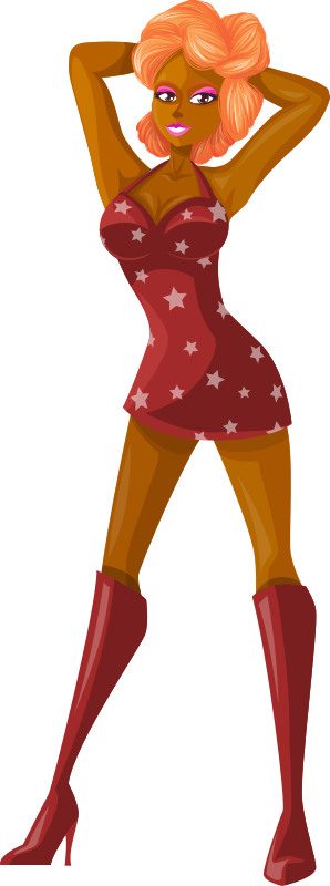 Young lady 2 (redhead, dark skin, starry dress #5)