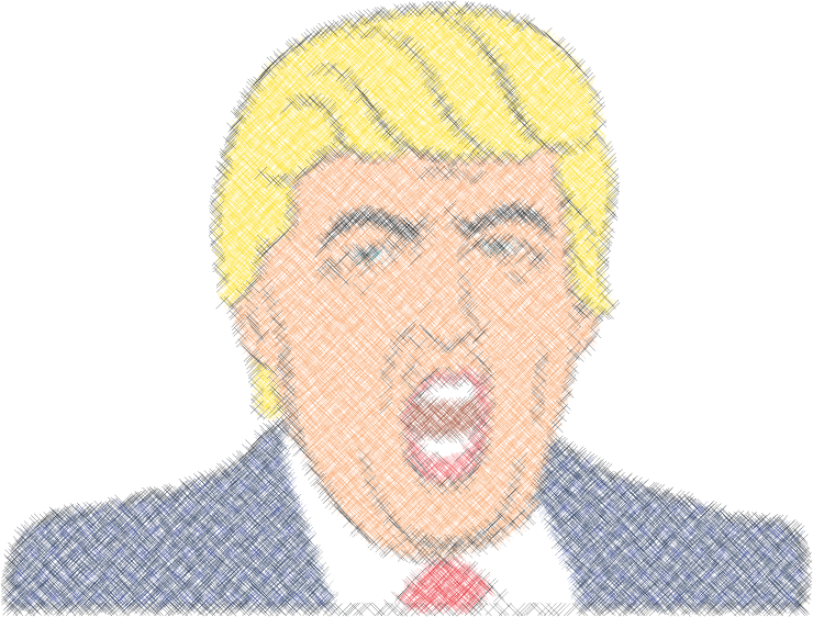 Donald Trump Cartoon 2 Crosshatched