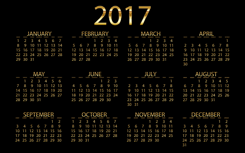 2017 Calendar Gold