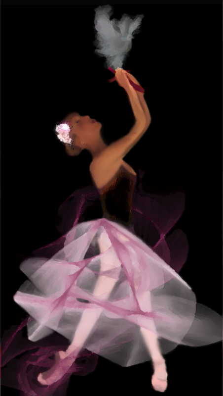 Ballet Pink Painted Oil Pastel Dove Ballerina Suite