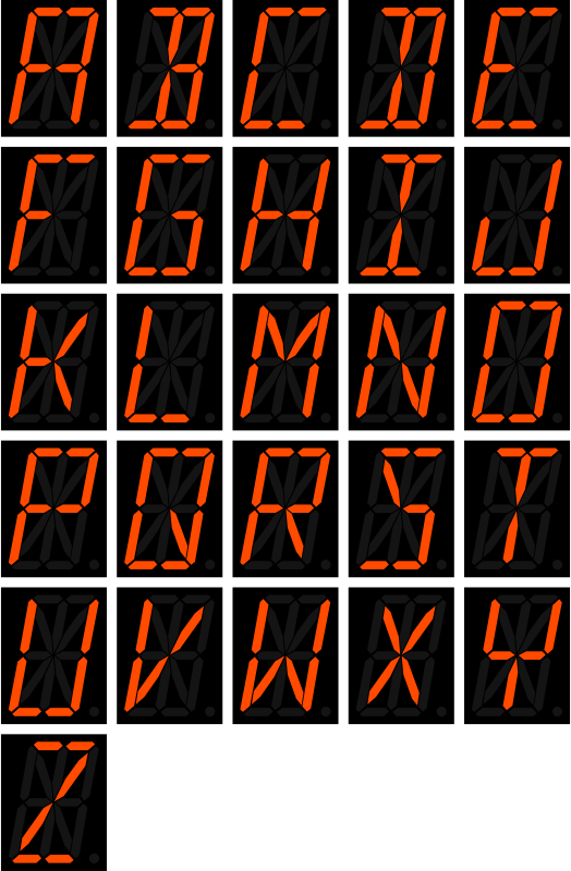 16 segment display - letters
