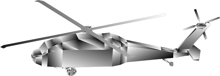 3D Low Poly Blackhawk Helicopter Grayscale 2