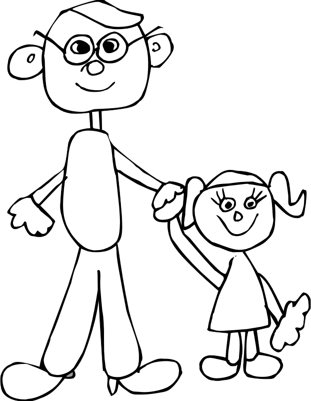 Dad holding daughters hand Animation