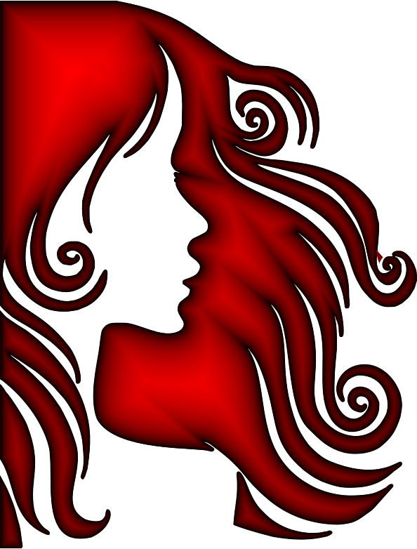 Female Hair Profile Silhouette Crimson