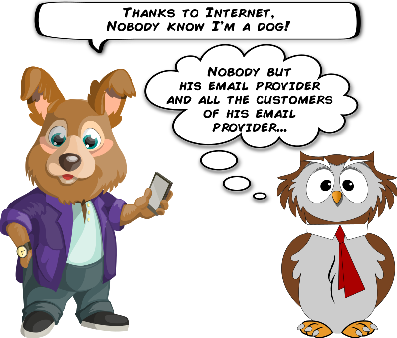 A dog and an owl about email privacy