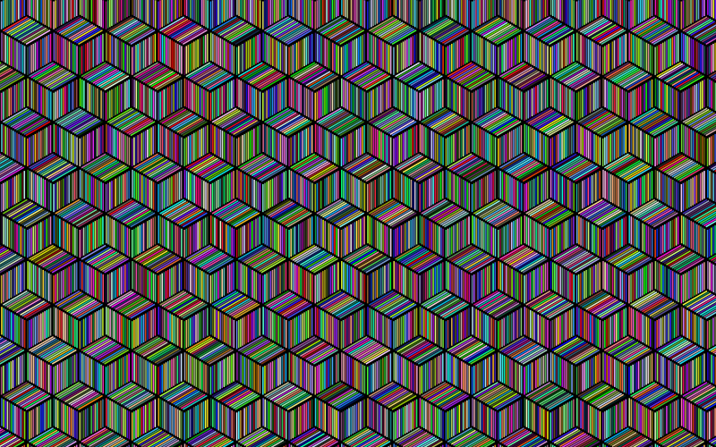 Prismatic Isometric Striped Cubes Pattern With Background