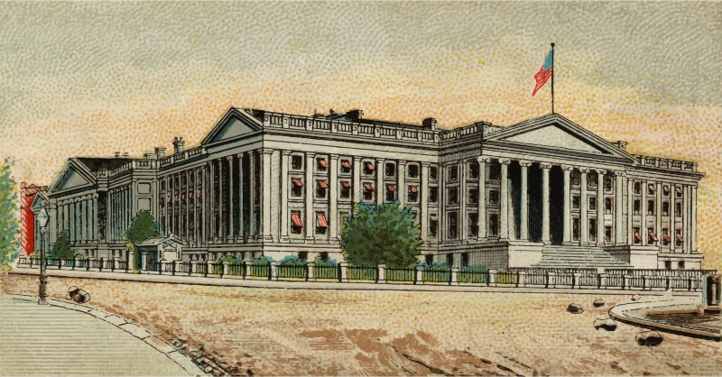 Cigarette card - Treasury Building in Washington