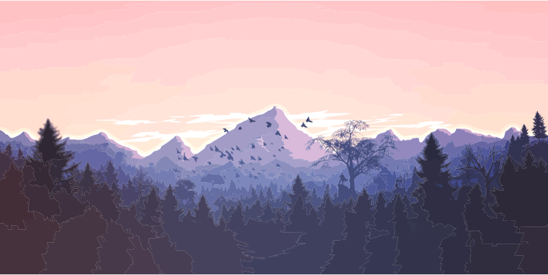 Forrest And Mountains Illustration