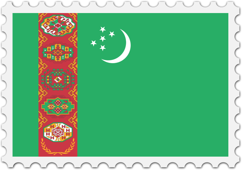 Turkmenistan flag stamp