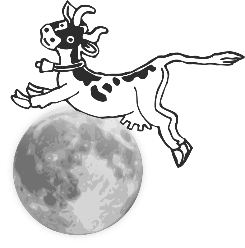 The cow jumps over the moon
