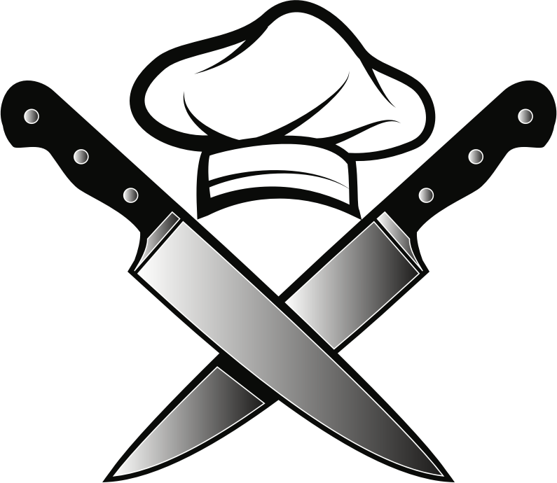 Chef, hat, knives