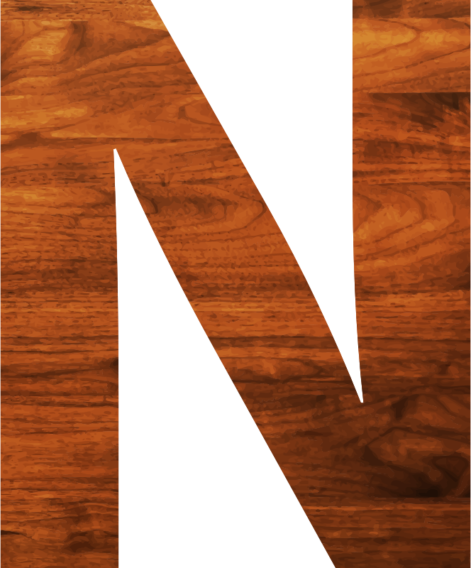 Wood texture alphabet N