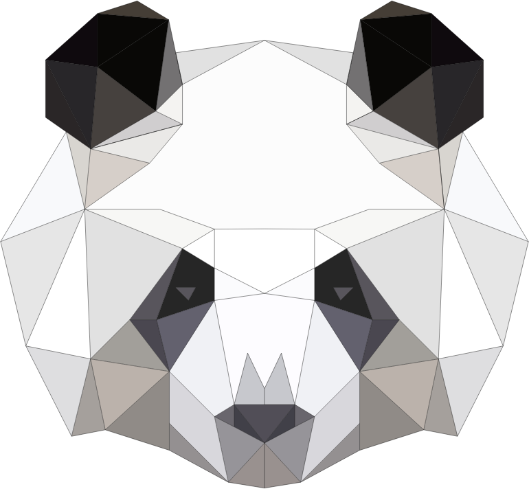 Low Poly Panda Head With Strokes