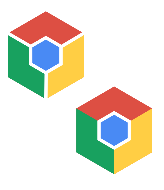 chrome inspired hexagon logo color