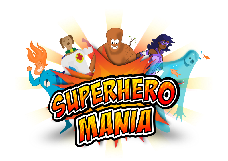 SuperHero Mania Logo - Yellow Halftoning