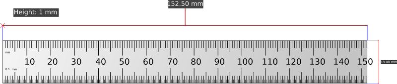 Shinwa 15cm ruler with dimensions