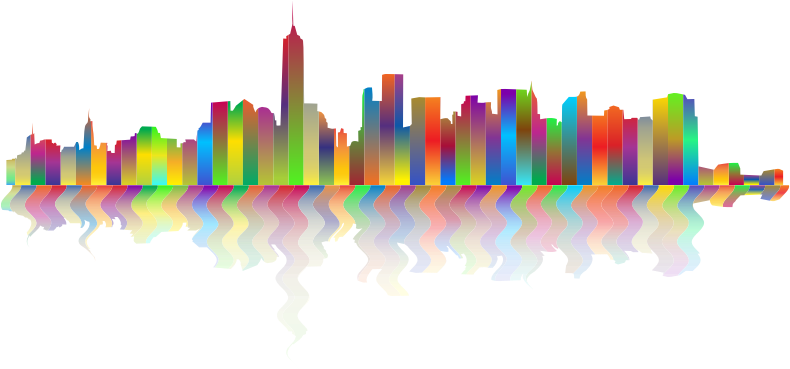 New York Cityscape Silhouette Polyprismatic With Reflection