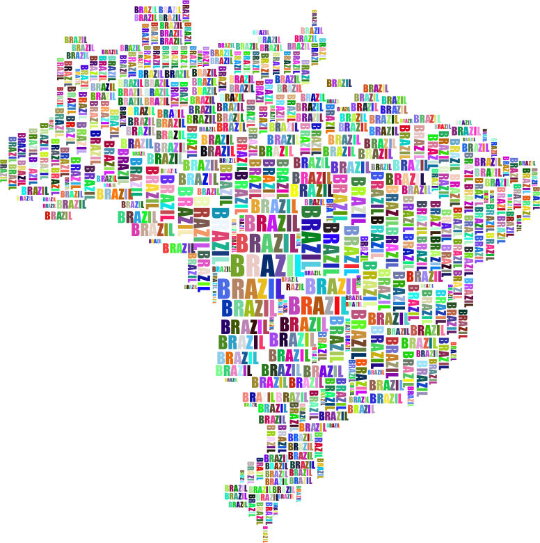 Brazil Map Typography Prismatic