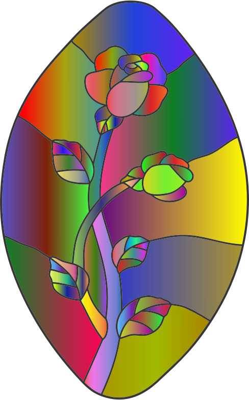 Rose Stained Glass Line Art Polyprismatic