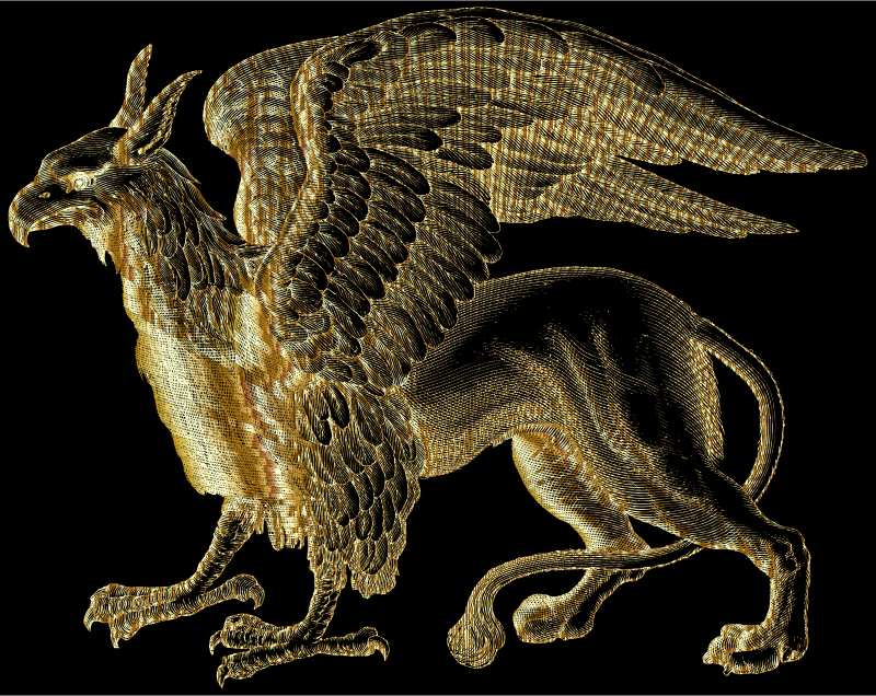 Intricate Griffin Line Art Gold