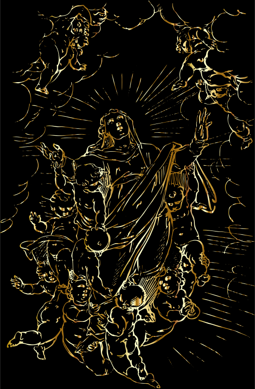 Angels Raising The Virgin Mary To Heaven Gold