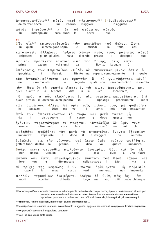 TIGINT Traduzione Interlineare Greco Italiano del Nuovo Testamento