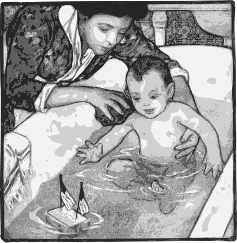 Mother Washes Baby