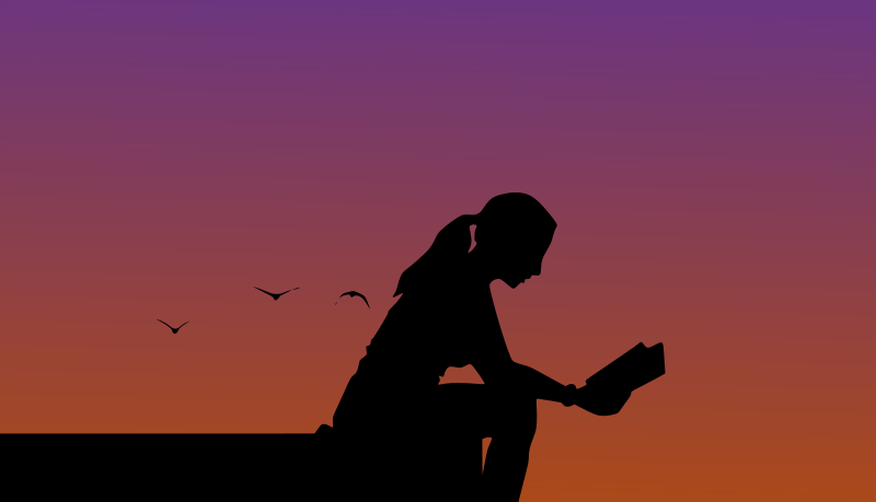 Woman reading in sunset