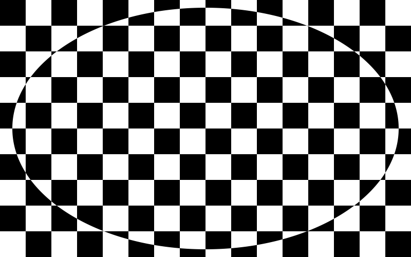 Black and white squares with ellipse