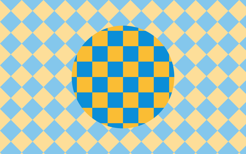 Yellow and blue tiles pattern with a circle in the center