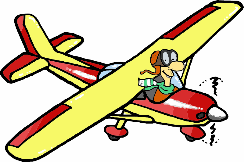 Man flying a red and yellow plane