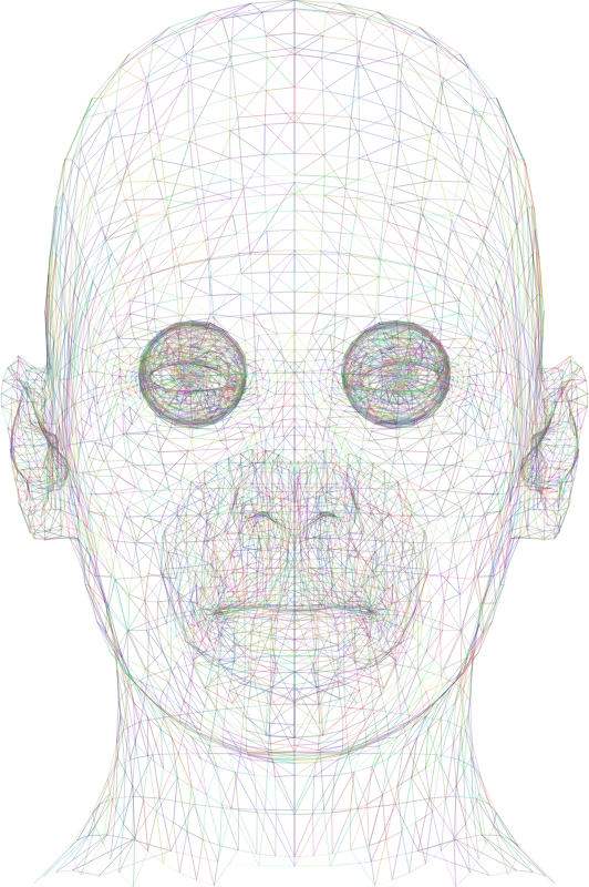 Wireframe Man Head Colorful Strokes