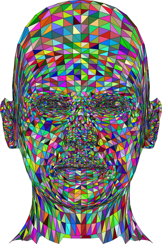 Wireframe Man Head Colorful With Strokes