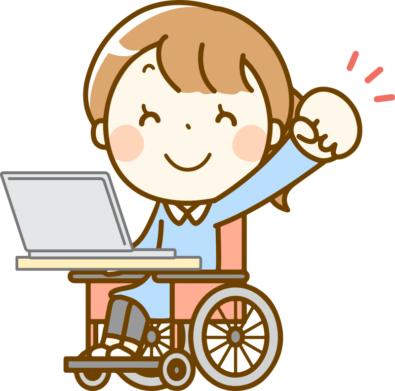 Woman in a wheelchair using a computer