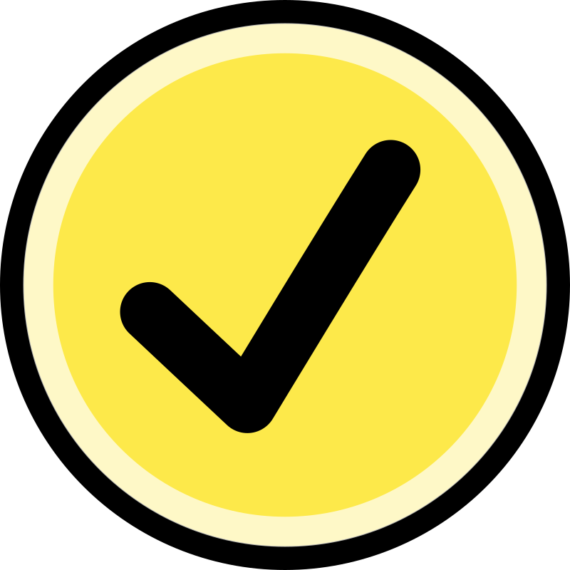 Button - Tick/Yes/OK (yellow & black)