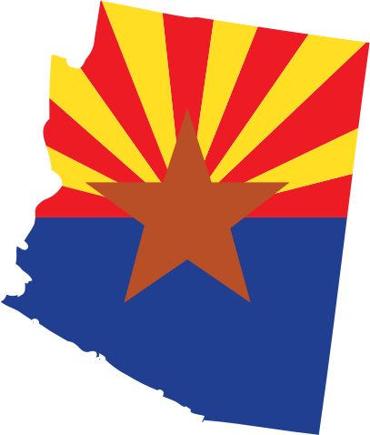 Arizona State Outline with Flag Background