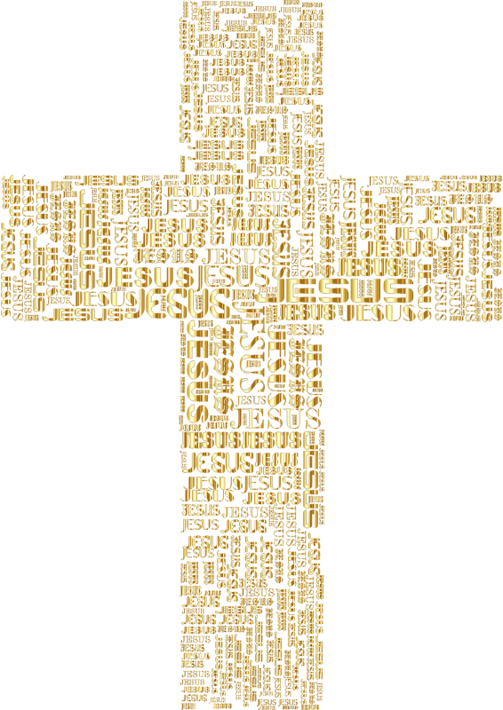 Jesus Cross Typography Gold
