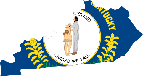 Kentucky State Outline with Flag Background