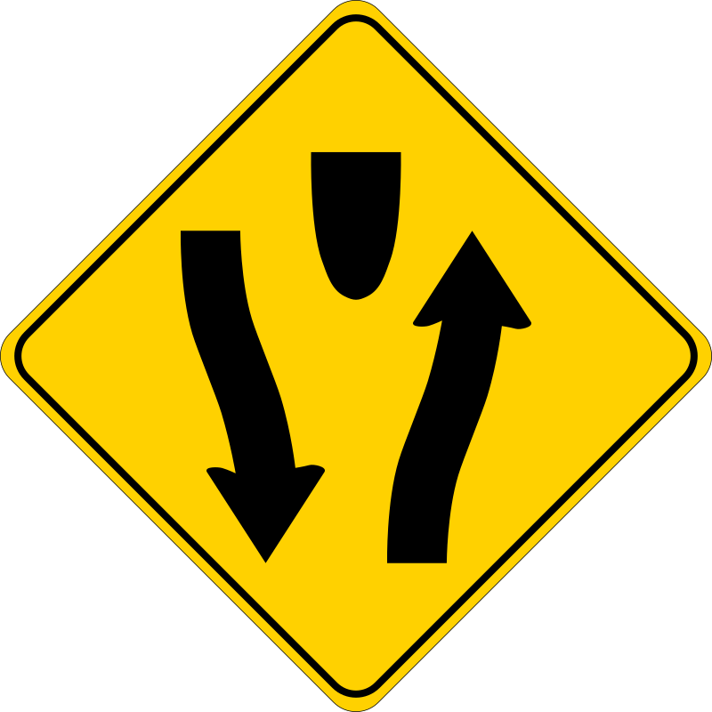 Caution - Divided Highway Begins