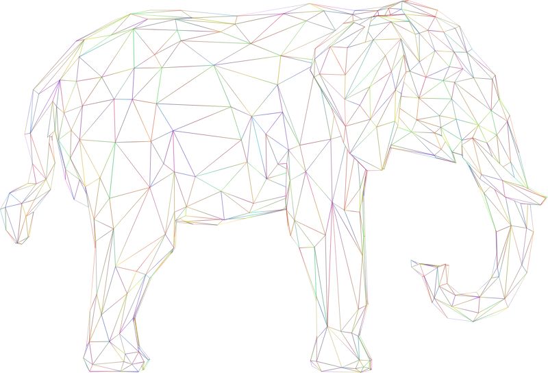 Elephant 3D Profile Wireframe Polyprismatic