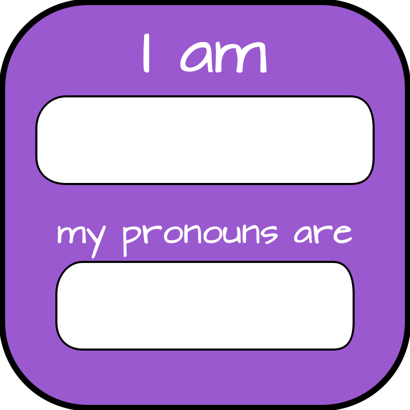I am name pronouns nonbinary custom rectangle purple badge