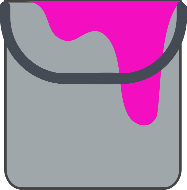 Paint bucket with pink paint drips