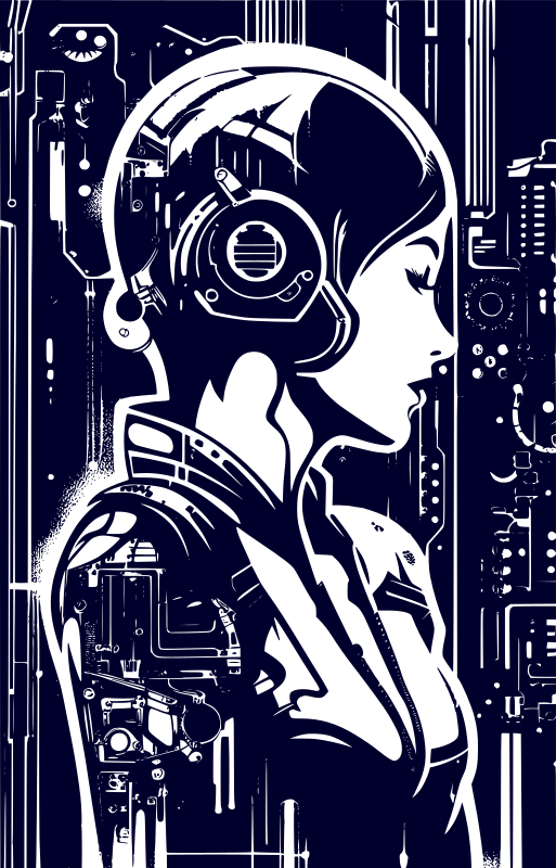 Cyberpunk woman stencil
