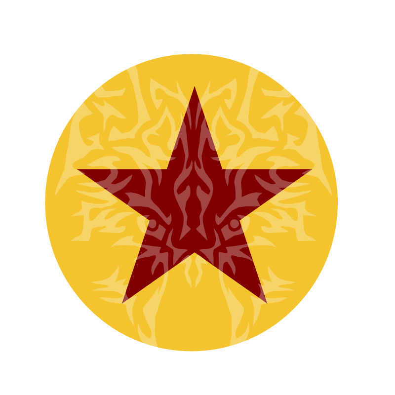 Star, White Wolf with Saffron Circle Background 