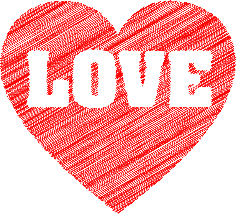 Love Heart Typography Scribble