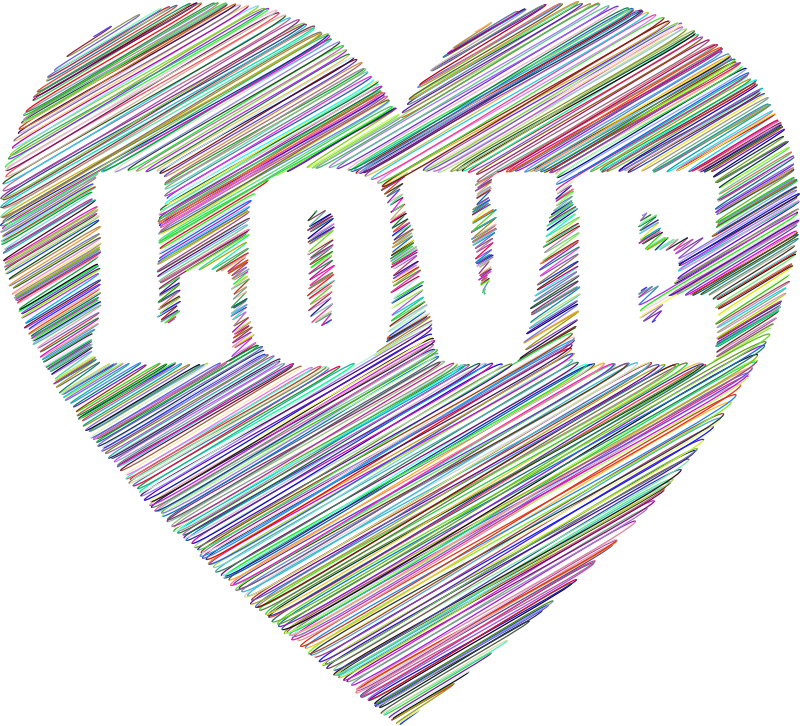 Love Heart Typography Scribble Colorful