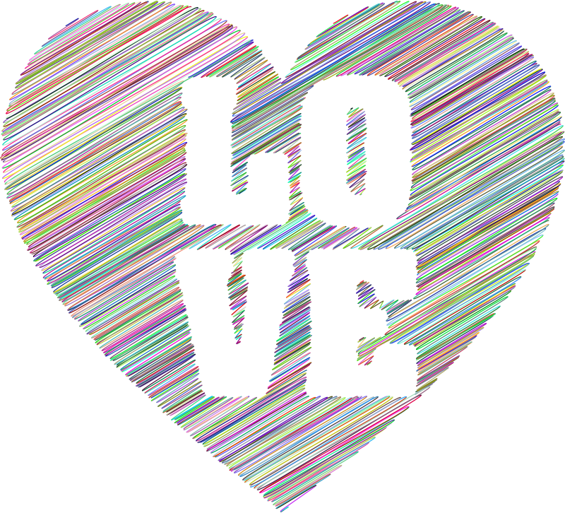 Love Heart Typography Scribble II Colorful