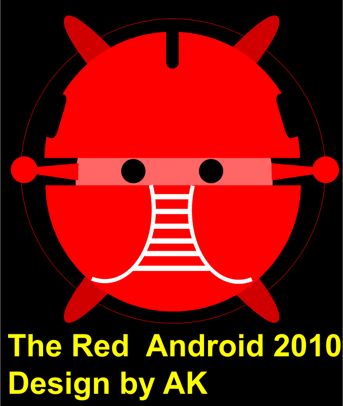 android, red android, robot bujung